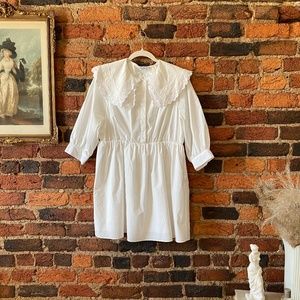 White oversized collar mini dress